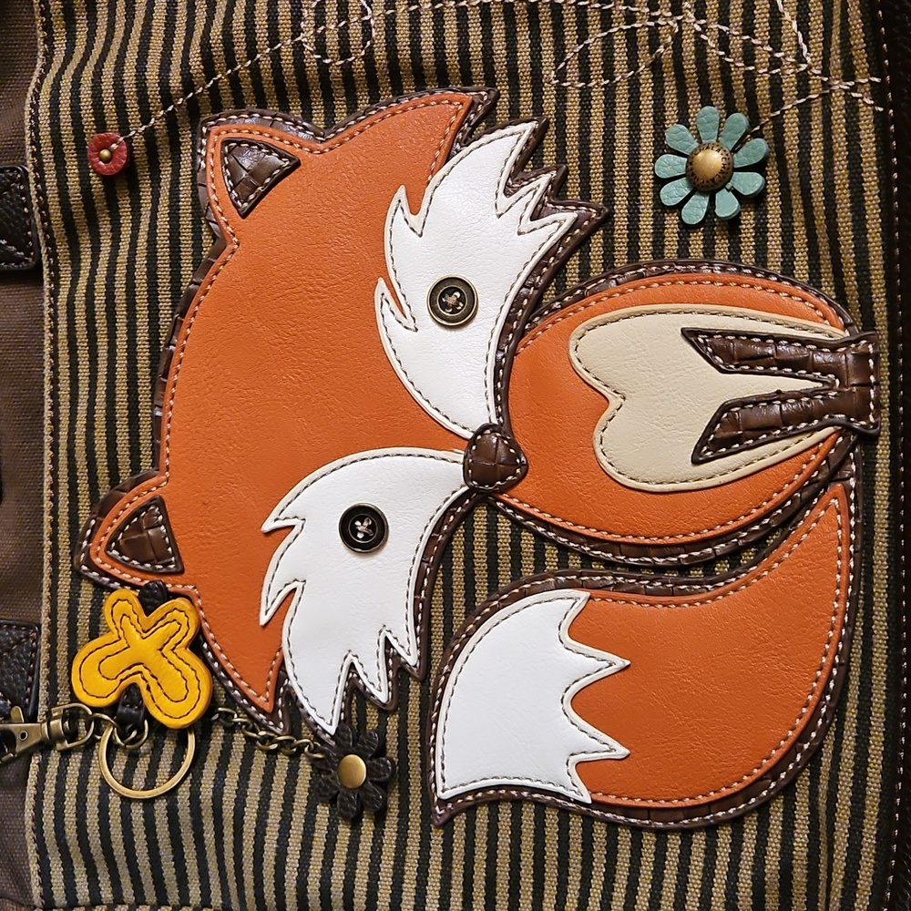 Chala Striped Fox Design Tote Bag - Picture 2 of 5